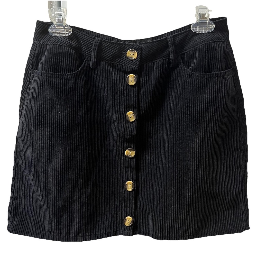 Black Corduroy Mini Skirt Women's Med Preppy Academia‎ Dark Feminine Whimsigoth